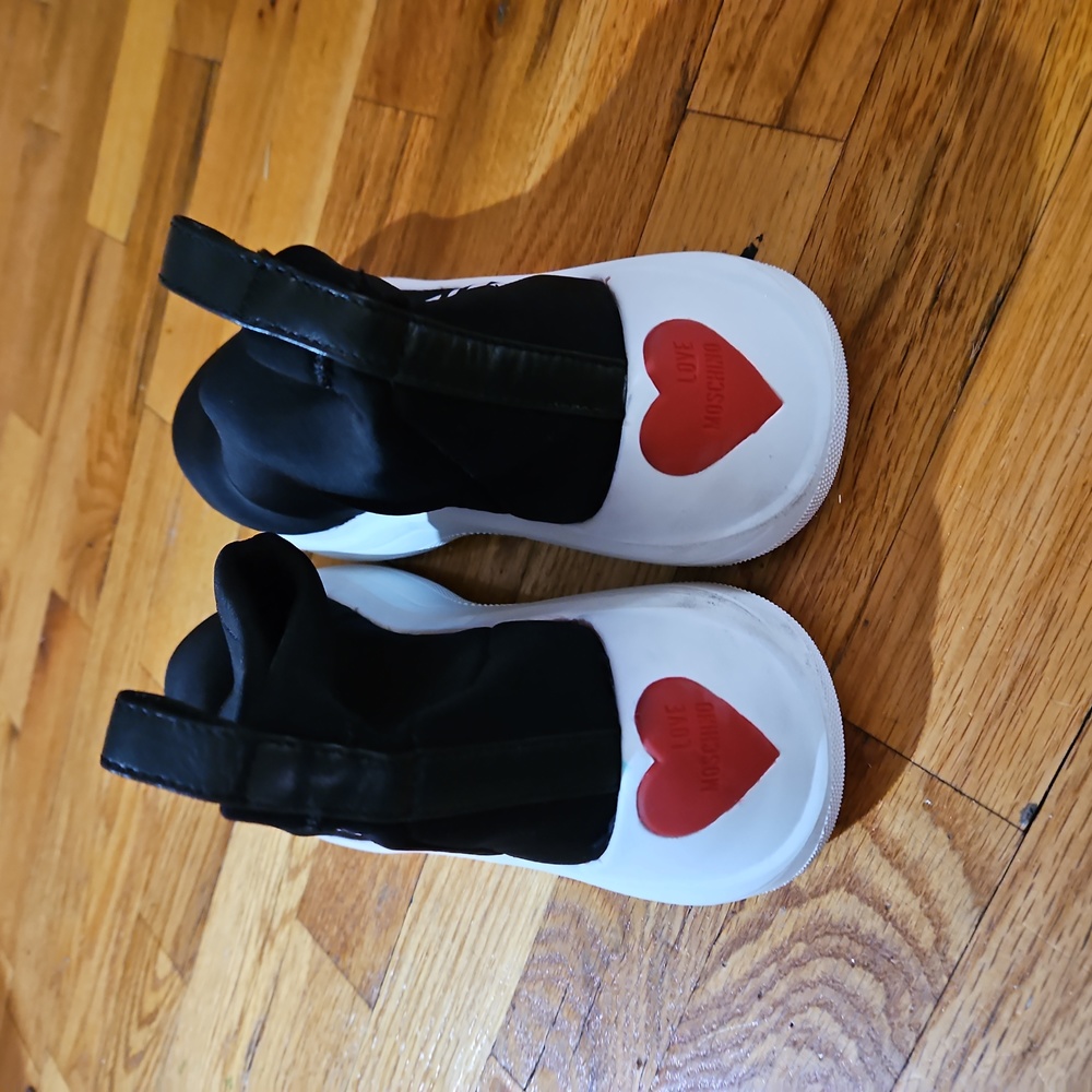 LOVE MOSCHINO hi top slip in neoprene/fabric sneakers worn once size 37 - Picture 2 of 4